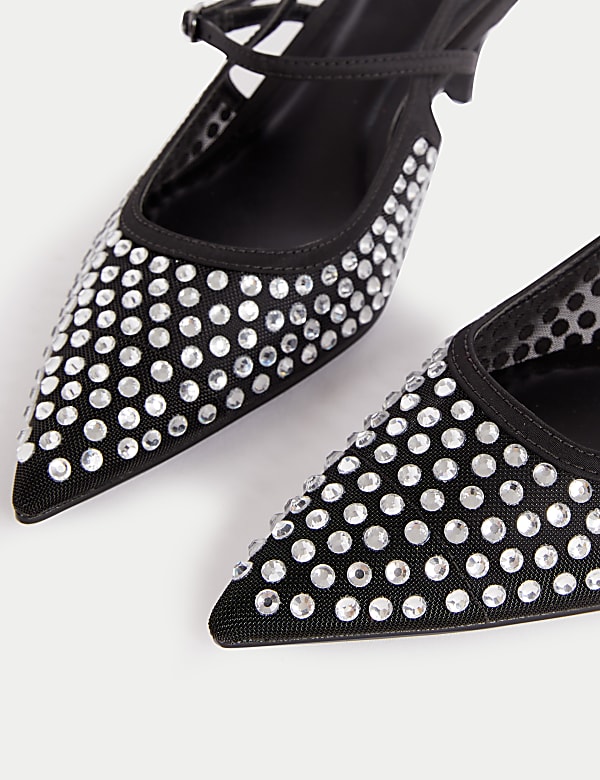 Sparkle Kitten Heel Slingback Shoes - MX