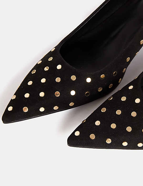 Chaussures &agrave; talons bobine clout&eacute;, bout pointu et bride arri&egrave;re - CH