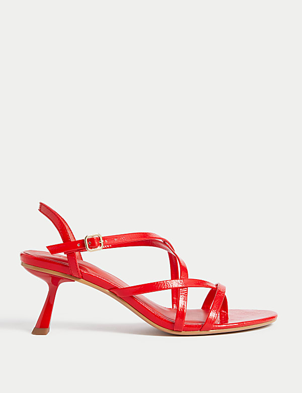 Red strappy kitten heels store