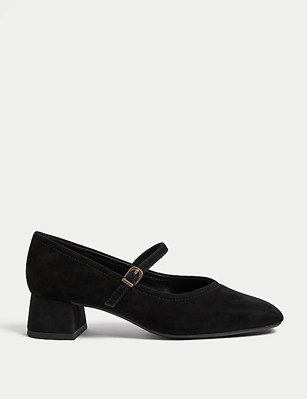 Suede Strappy Block Heel Court Shoes - TW