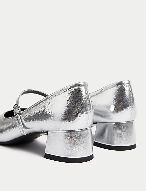 Leather Strappy Block Heel Square Toe Shoes - CN