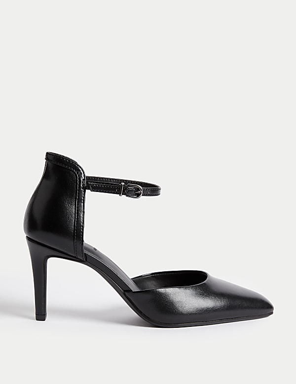 Wide Fit Ankle Strap Court Shoes BLACK MIX Shoes M S AU