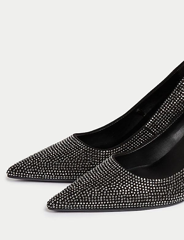 Pumps met spitse neus, naaldhak en glitter - BE