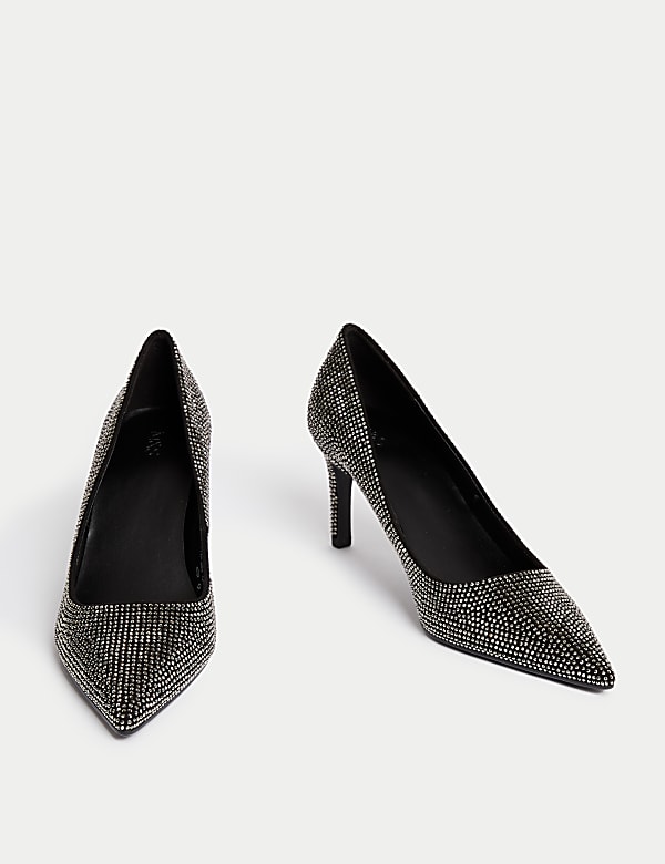 Pumps met spitse neus, naaldhak en glitter - BE