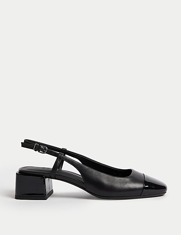 Leather Block Heel Shoes - JP