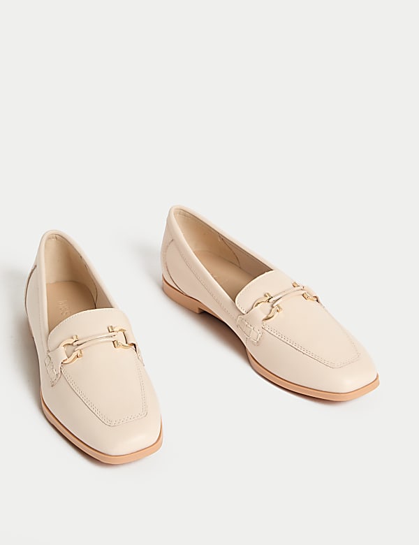 Leather Trim Square Toe Loafers - JO