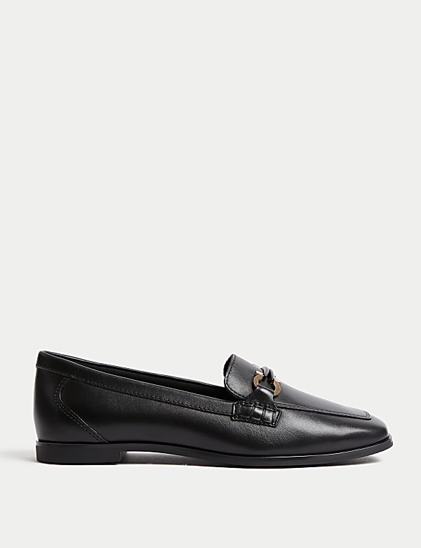 Leather Trim Square Toe Loafers - EE