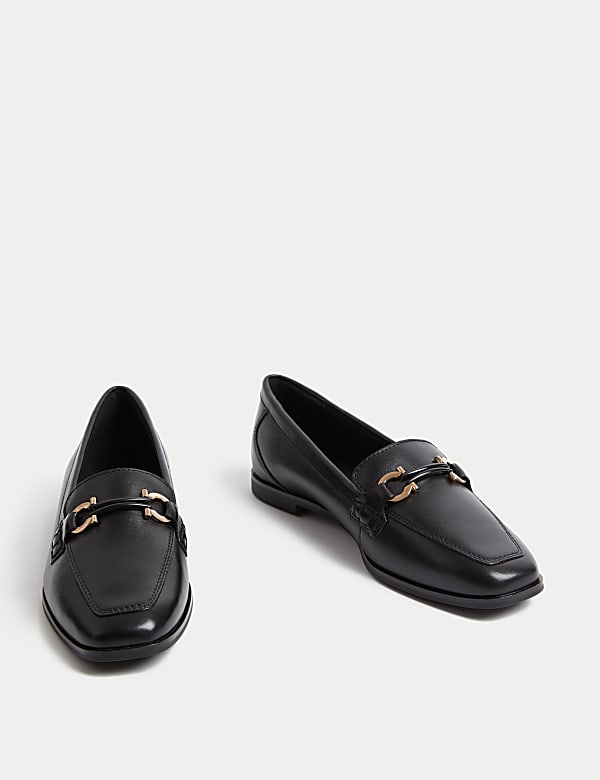 Leather Trim Square Toe Loafers - NL