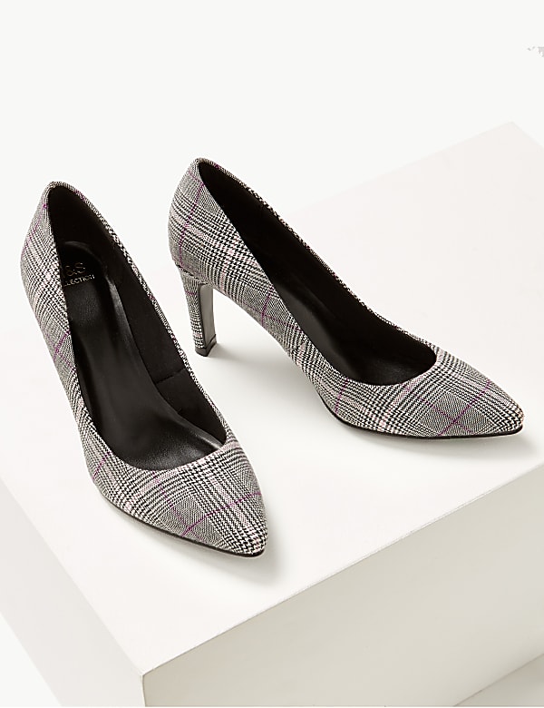 Stiletto Heel Checked Pointed Court Shoes