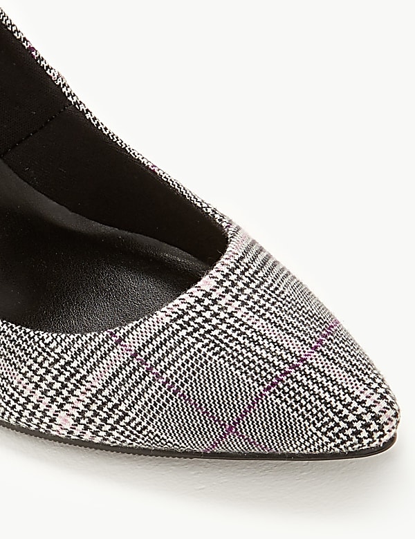 Stiletto Heel Checked Pointed Court Shoes