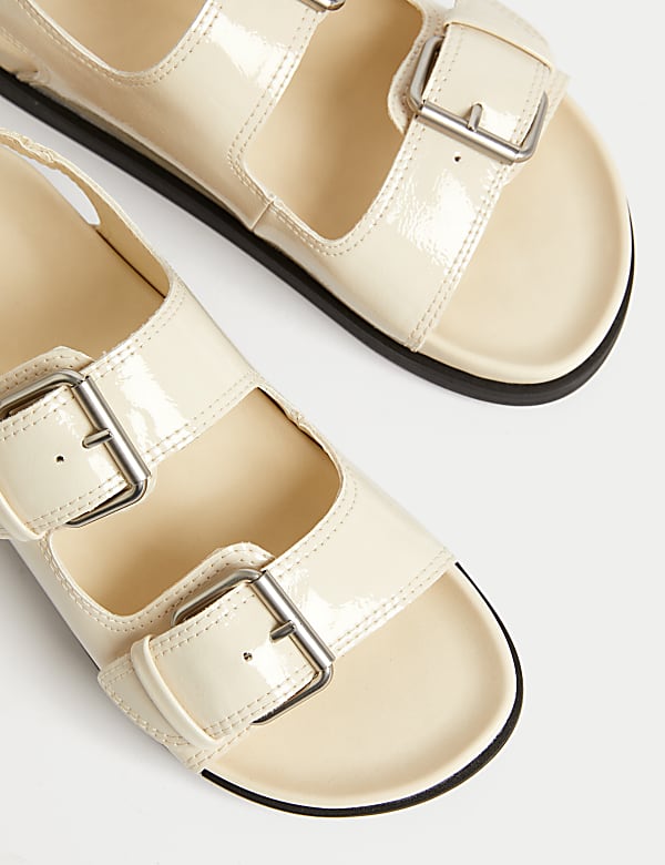 Patent Buckle Flatform Sandal - US