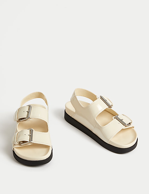 Patent Buckle Flatform Sandal - US