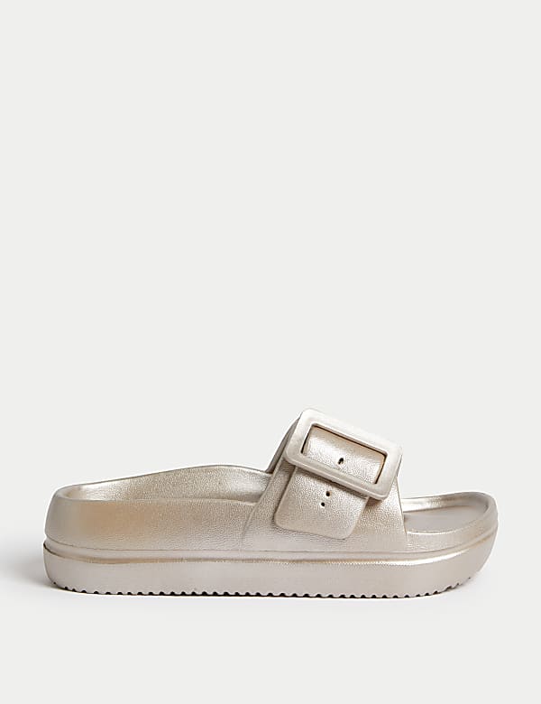 Buckle Flatform Sliders | LIGHT BRONZE | Sandals | M&S JE