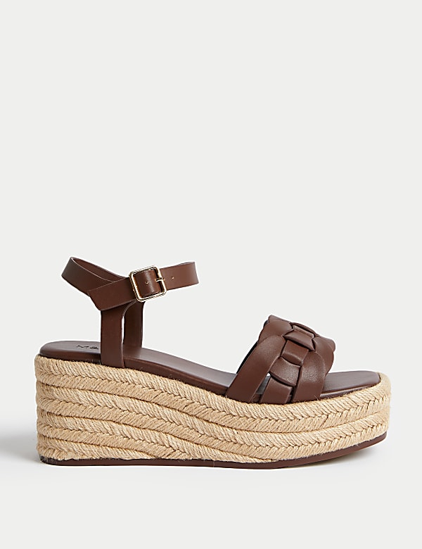 Buckle Woven Flatform Espadrilles - GR