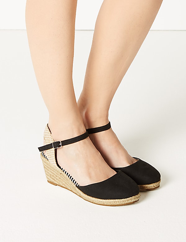 Wide fit wedge heel espadrilles top
