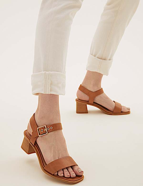 Wide Fit Ankle Strap Block Heel Sandals