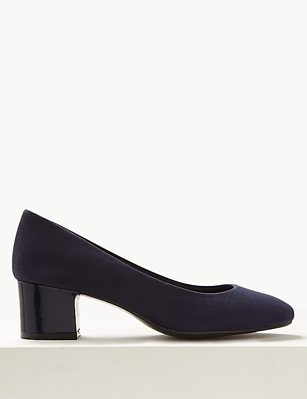 Wide Fit Block Heel Court Shoes