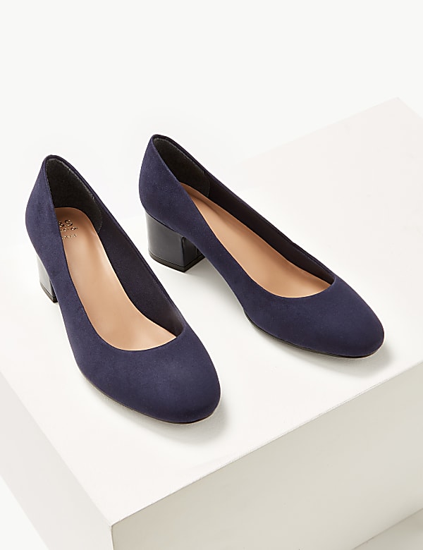 Wide Fit Block Heel Court Shoes