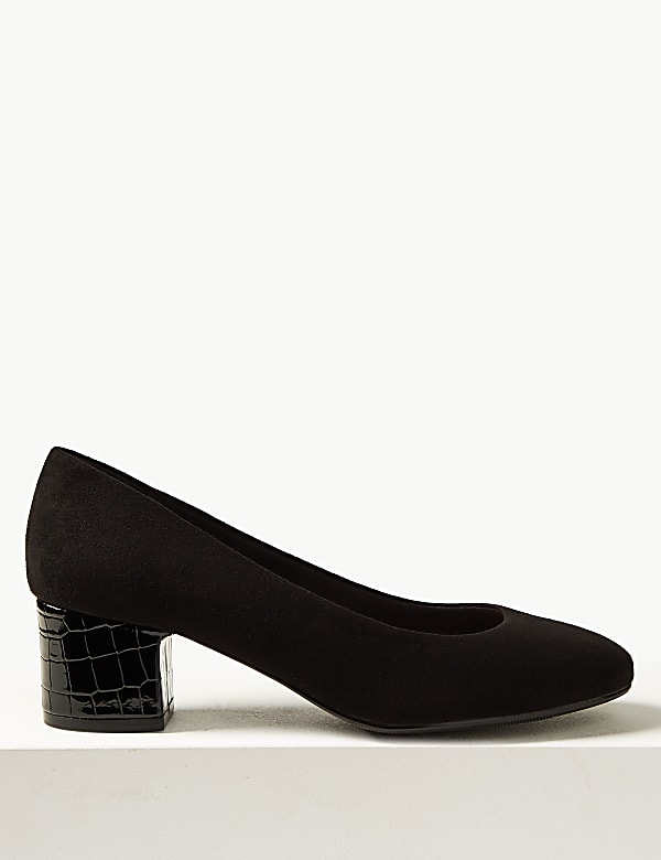Wide Fit Block Heel Court Shoes