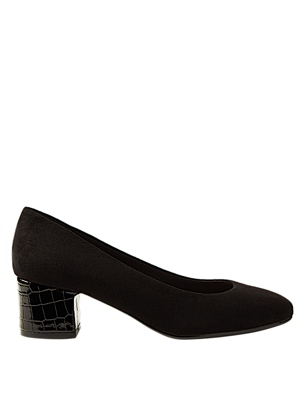 Wide Fit Block Heel Court Shoes