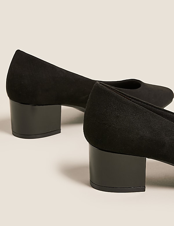 Wide Fit Block Heel Square Toe Court Shoes