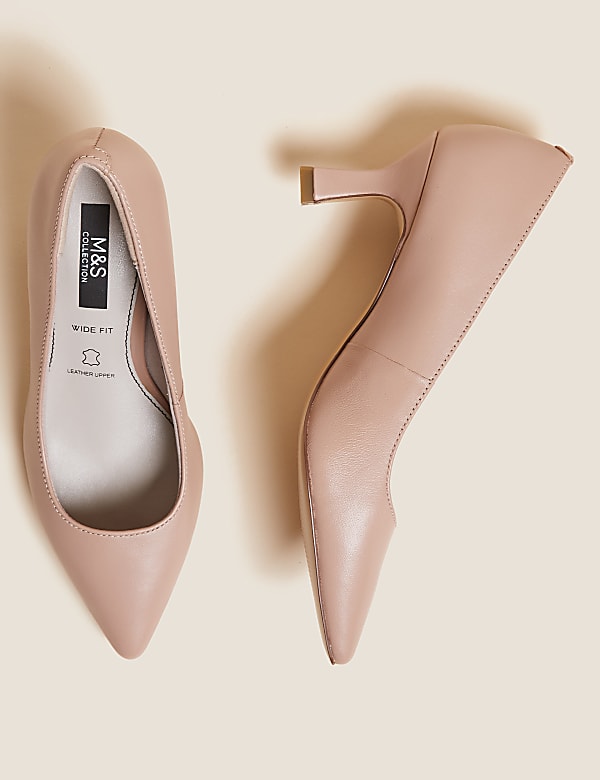 Wide Fit Leather Kitten Heels