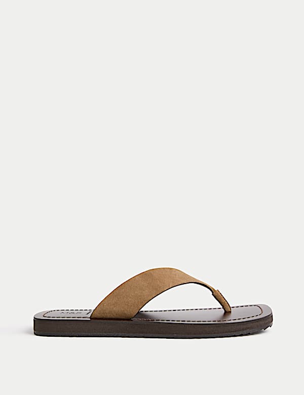 Suede Flat Square Toe Sandals - DE