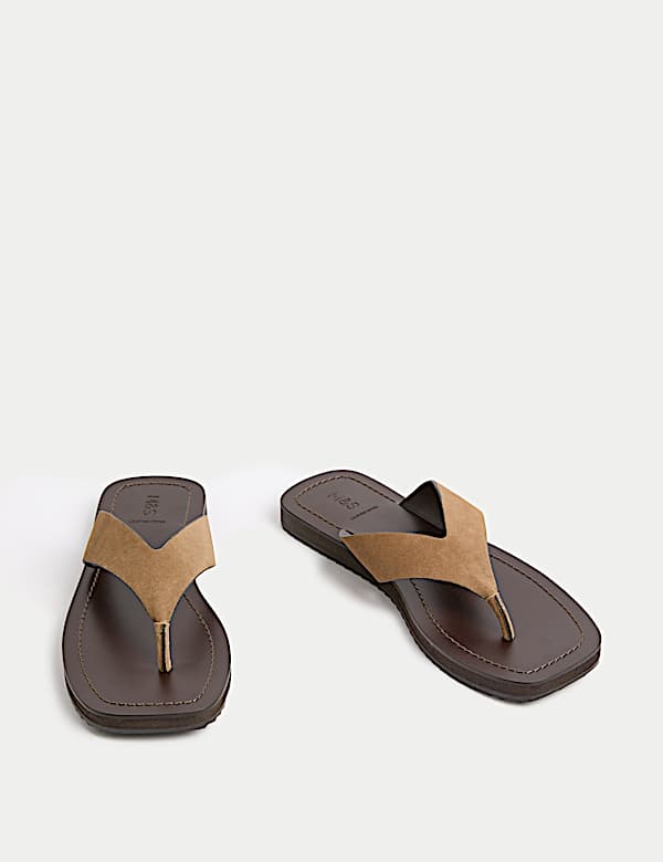Suede Flat Square Toe Sandals - VN