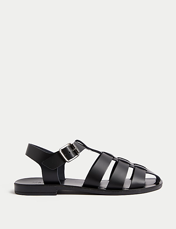 Leather Buckle Ankle Strap Flat Sandal - NL