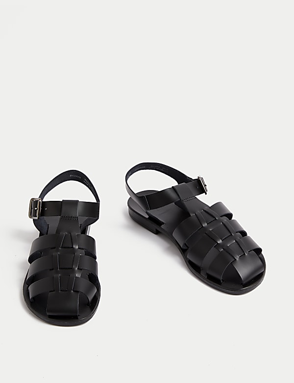 Leather Buckle Ankle Strap Flat Sandal - NL