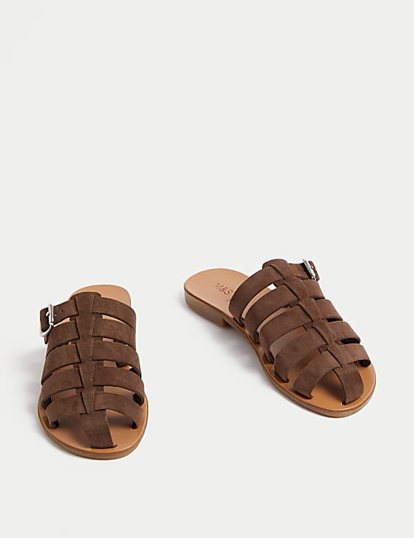 Mules plates en daim à boucle - CA