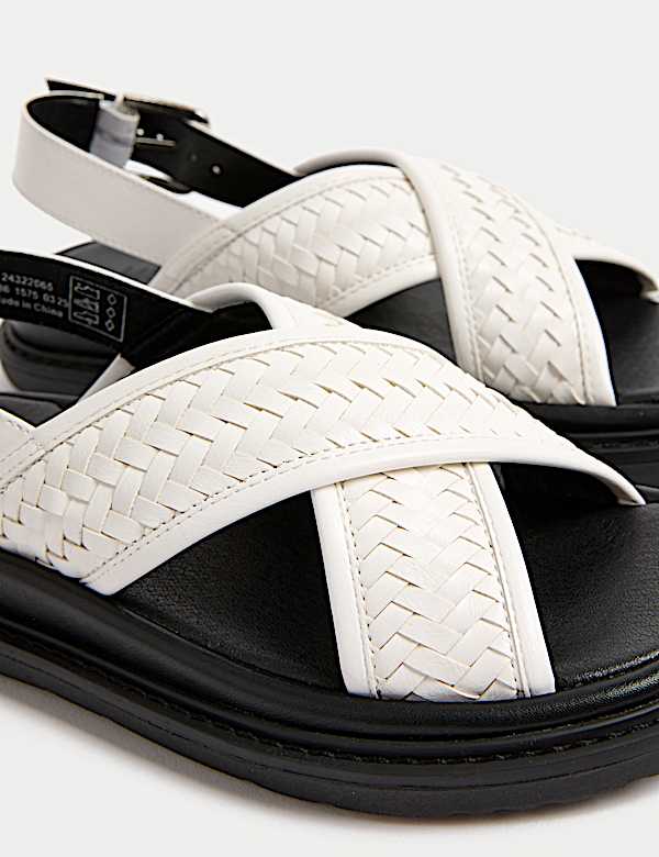 Woven Ankle Strap Flatform Sandals - FI