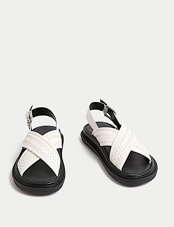 Woven Ankle Strap Flatform Sandals - FI