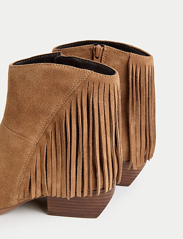 Bottes cowboy pointues en daim à talons carrés - CH