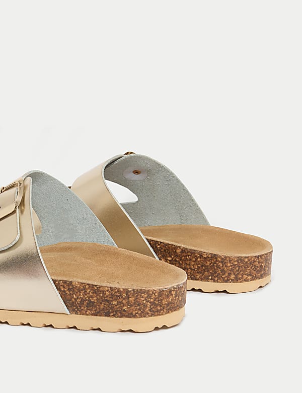 Leather Buckle Footbed Mules - AT