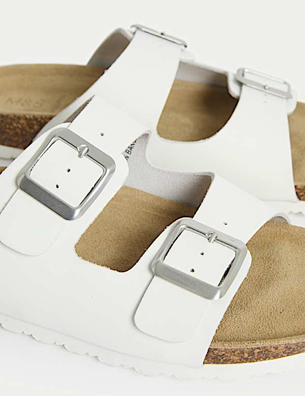 Leren instappers met voetbed en gesp - BE