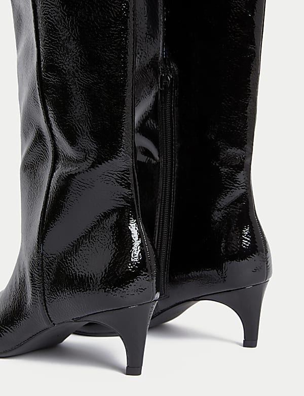Kitten Heel Pointed Toe Knee High Boots - BN