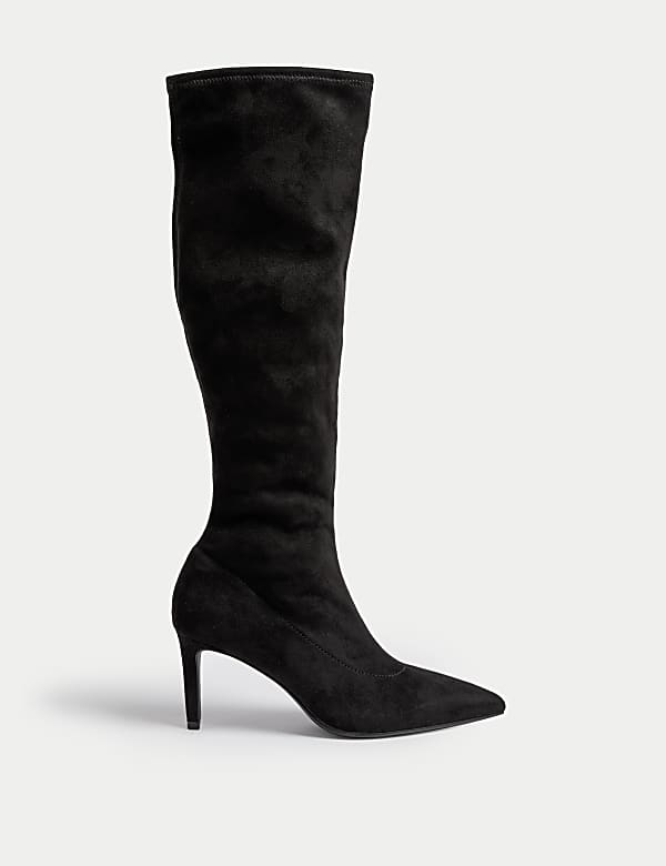 Stiletto Pointed Knee High Boots BLACK Boots M S CA