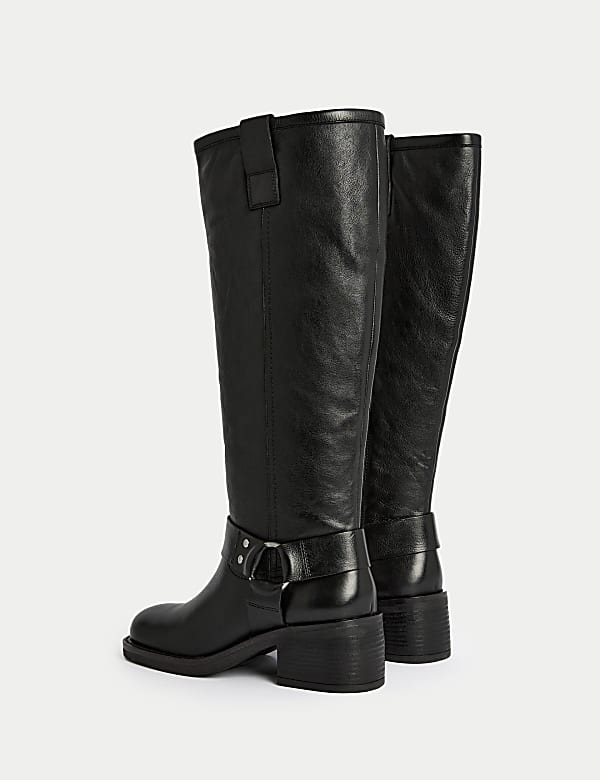Leather Biker Knee High Boots - CA