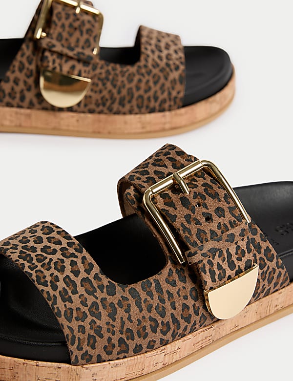 Suede Leopard Print Flatform Sandals - IT