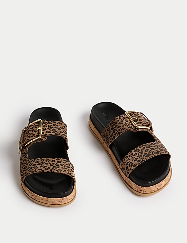 Suede Leopard Print Flatform Sandals - IT
