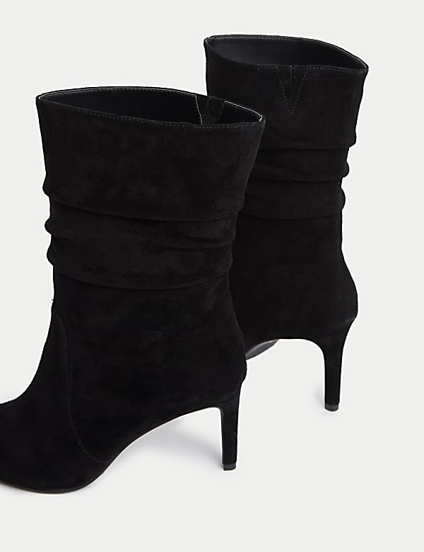 Suede Stiletto Heel Boots - HR