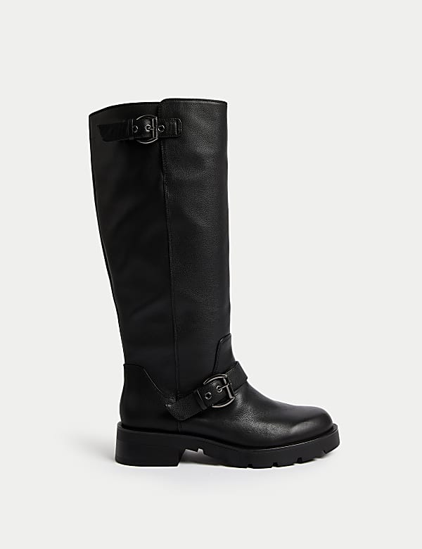 Black wide knee high boots top
