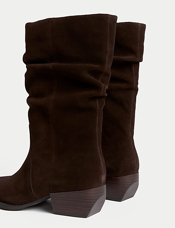 Suede Slouchy Pointed Toe Boots - JE