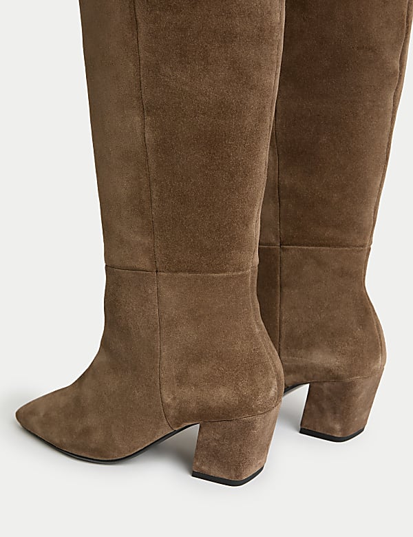 Suede Chisel Toe Knee High Boots - MX