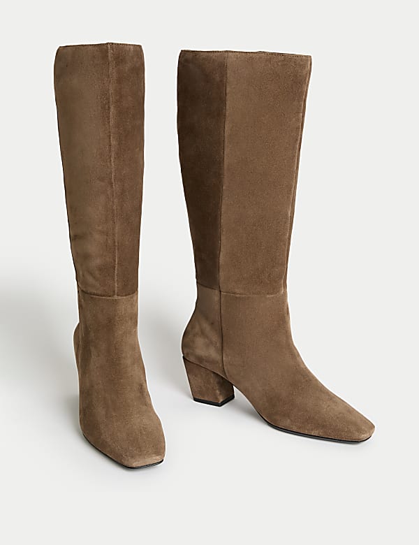 Suede Chisel Toe Knee High Boots - MX