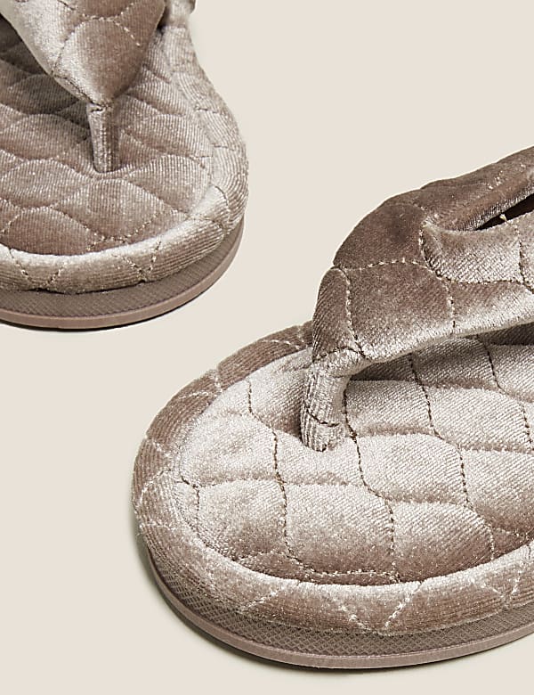 Velvet Open Toe Thong Slipper