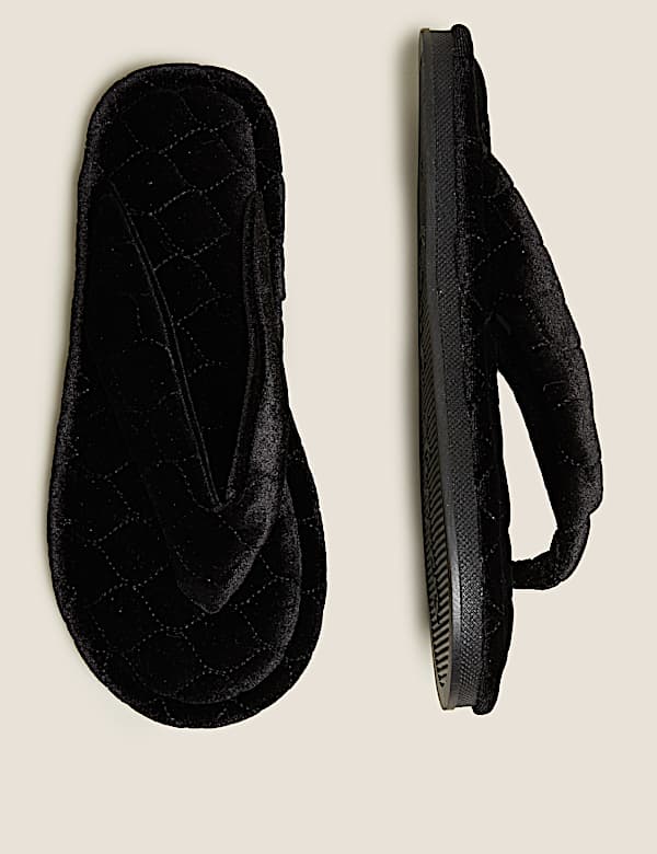 Velvet Open Toe Thong Slipper