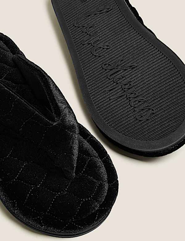 Velvet Open Toe Thong Slipper