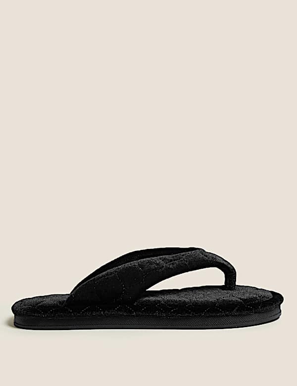 Velvet Open Toe Thong Slipper